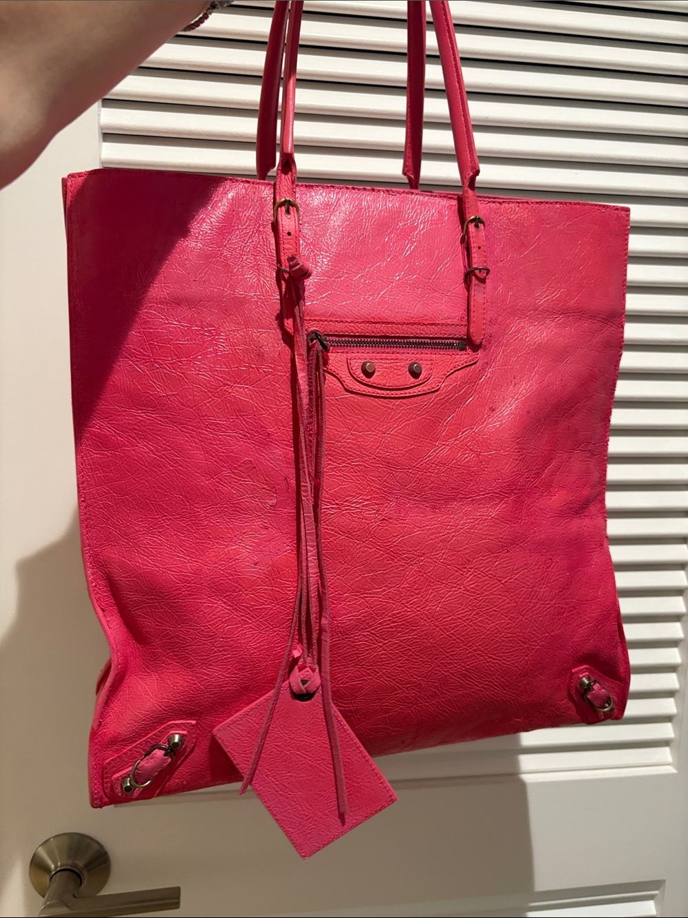 Balenciaga project Pink Leather Tote Bag 14x14"x5" - Picture 13 of 17